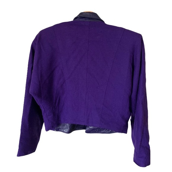 Vintage VTG Purple Leather and Wool Jacket Small - Picture 7 of 13